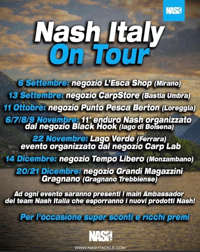 Nash Italy On Tour: il viaggio che unisce la community del carpfishing